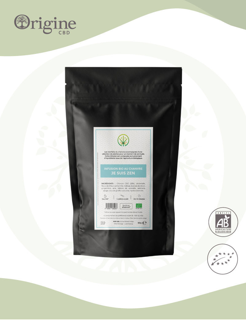 Infusion à base de chanvre je suis zen bio 60g Infusion à base de chanvre je suis zen bio 60g