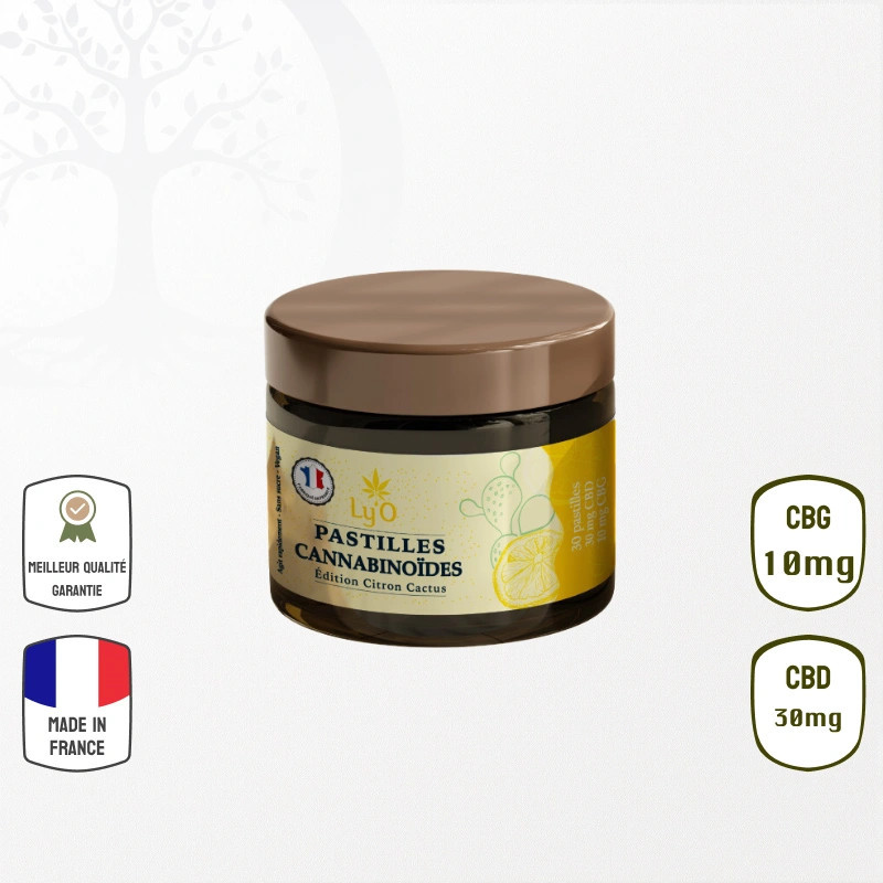 Pastilles Cannabinoïdes CBD & CBG Citron Cactus Ly’O
