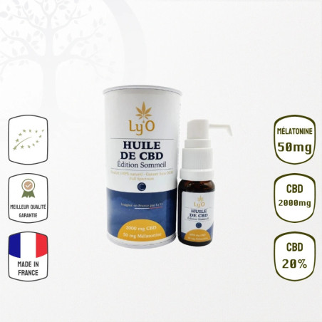 Huile de CBD BIO Edition Sommeil  20 % CBD et 50 MG de Mélatonine Ly'O