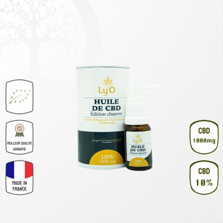 Huile de Chanvre BIO 10 % CBD Full Spectrum Ly'O