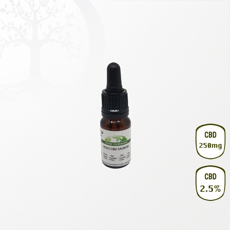 Huile CBD 2.5% pour Animaux Goût Saumon (Sans THC)