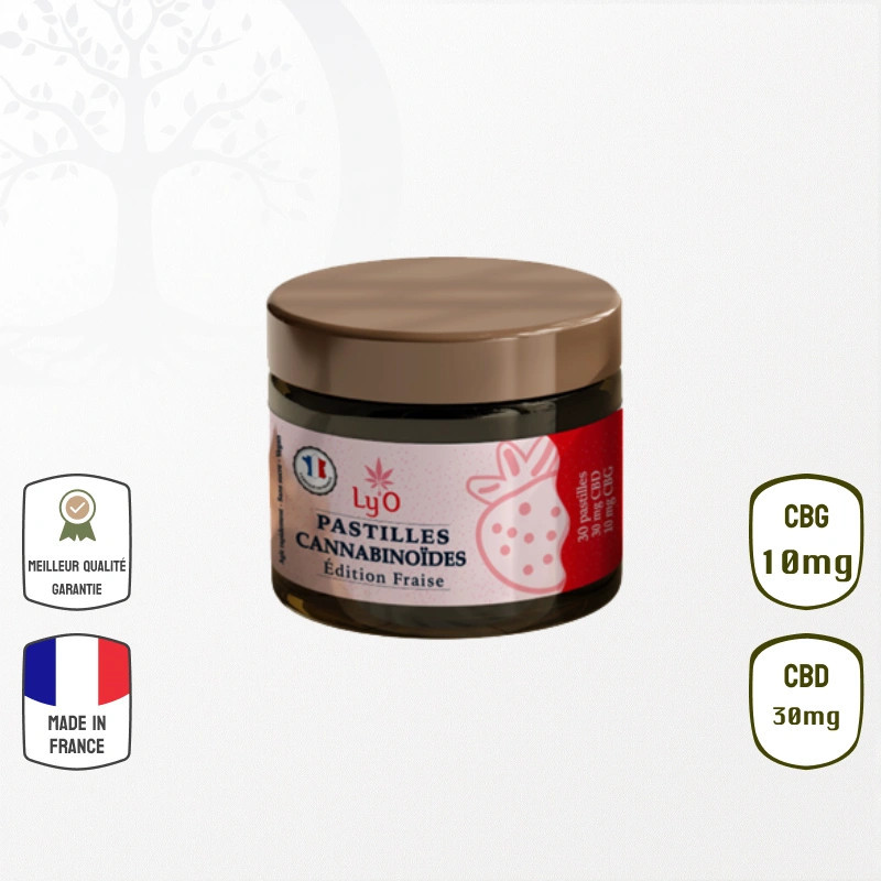 Pastilles Cannabinoïdes CBD & CBG Fraise Ly’O