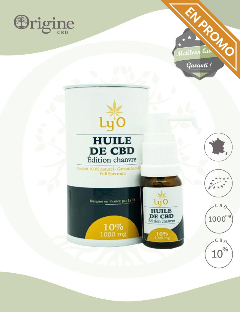 Huile de Chanvre BIO 10 % CBD Full Spectrum Ly'O Huile de Chanvre BIO 10 % CBD Full Spectrum Ly'O