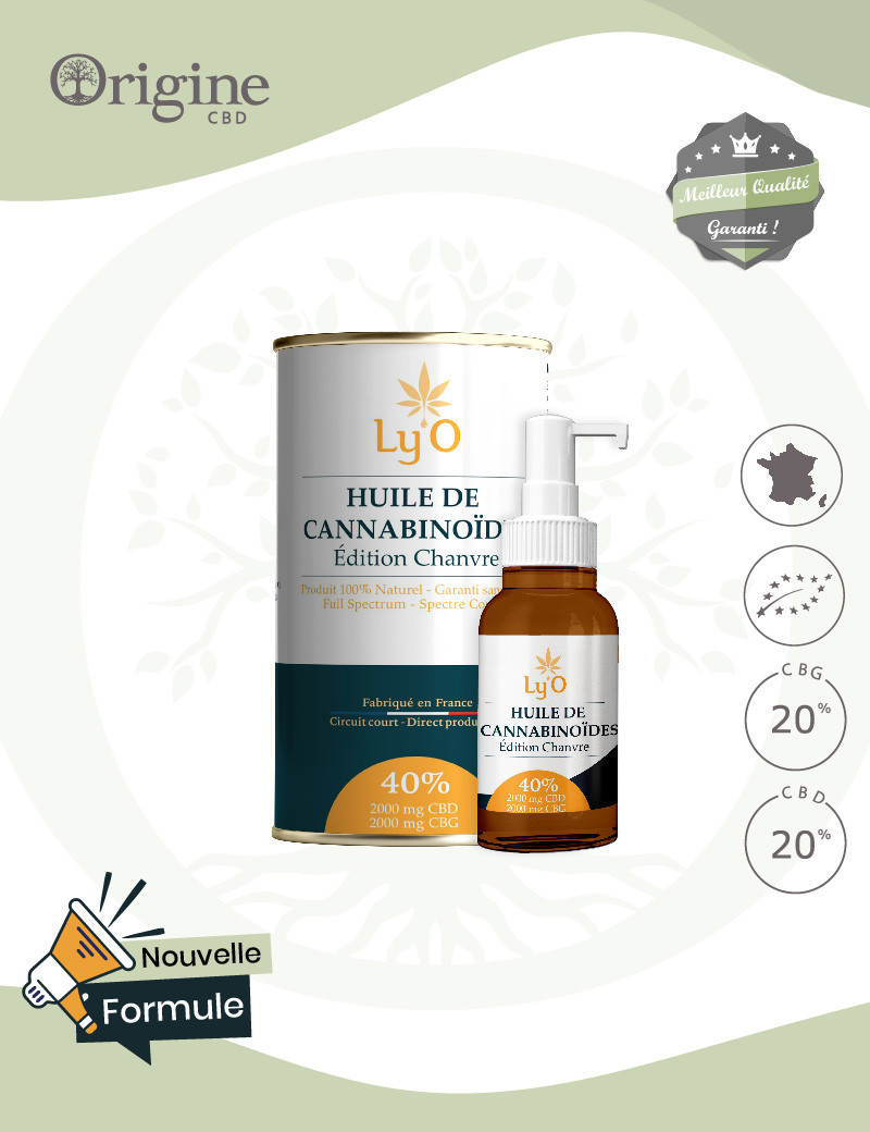 Huile de Chanvre BIO 40 % CBD Full Spectrum Ly'O Huile de Chanvre BIO 40 % CBD Full Spectrum Ly'O